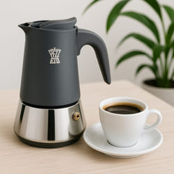 Cafetiere Italienne - Pezzetti - Steelexpress - Acier Inoxydable - 10 Tasses - Tous Feux Dont Induction - Bleu