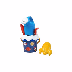 Space Baby Ensemble de seau à sable 6 pièces, seau, passoire, moule à sable, pelle, râteau, verseur, 11 cm, diamètre : 14 cm, ...