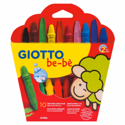 Giotto Be-Be, 10 pièce(s), Noir, Bleu, Marron, Vert, Orange, Rose, Rouge, Jaune, Multicolore, Cire, Garçon/Fille, Boîte avec  ...