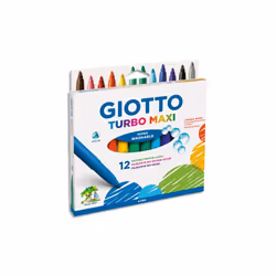 Giotto F076400, Extra-large, 12 couleurs, Couleurs assorties, Pointe ogive, 5 mm, Multicolore