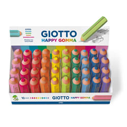 Giotto Happy Gomma gomme à effacer Caoutchouc Bleu, Corail, Fuchsia, Vert, Lilas, Citron vert, Orange, Rose, Turquoise, Jaune 40 pièce(s)