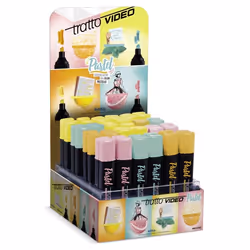 Tratto Video Pastel, Menthe, Orange, Rose, Jaune, Noir, Couleur menthe, Orange, Rose, Jaune, Italie, 48 pièce(s), Boîte en ca ...