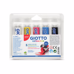 Giotto 8000825314001, Noir, Bleu, Rose, Blanc, Jaune, Peinture tempéra, Liquide + gel, 21 ml, 5 pièce(s)