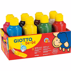 Peintures gouaches - GIOTTO - Lot de 8 - 250 ml - Couleurs assorties - Ultra-lavable