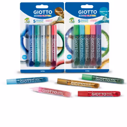 Giotto Decor Cola Glitter, Gel, Colle de contact, 10,5 ml, Bleu, Vert, Rose, Rouge, Argent, 0,5 h, 5 pièce(s)