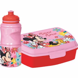 Set bouteille et boîte à sandwich - Disney - Minnie - 380 ml - Plastique alimentaire - Antidérapant