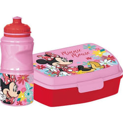Set bouteille et boîte à sandwich - Disney - Minnie - 380 ml - Plastique alimentaire - Antidérapant