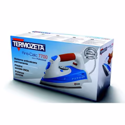 Termozeta Anti-Calc 7700B Fer à repasser à sec ou à vapeur Semelle en acier inoxydable 2000 W Bleu, Blanc