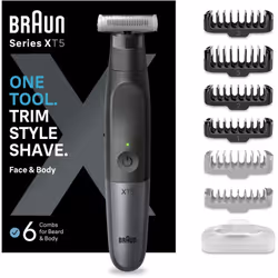 Braun Series X XT5200, Noir, Rectangle, 1 mm, 5 mm, Universel, Barbe, Visage, Moustache