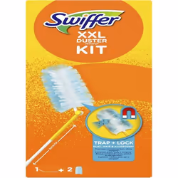 Swiffer XXL Attrape & Retient Kit De Dépoussiérage avec 1 Manche Télescopique Et 2 Recharges Plumeau Attrape-Poussière