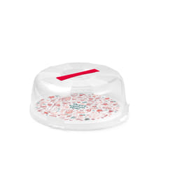 Snips 000223 boîte de rangement pour gâteau Rond Plastique Rouge, Transparent, Blanc