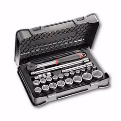 Usag 606 1/2 EA, Ensemble de clés à douille, 23 pièce(s), Noir, Chrome, Acier au chrome-molybdène, 26 cm, 330 mm