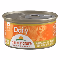 Almo Nature Daily, Adulte, Toutes races, Turquie, 85 g, Sans grain, Pas de couleurs artificielles