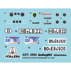 Italeri Lamborghini Diablo Modèle de voiture classique Kit de montage 1:24