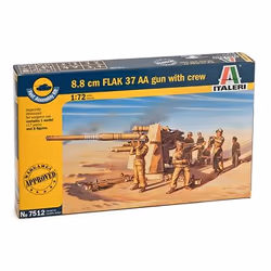 Italeri MI-7512, Engineering vehicle model, Kit de montage, 1:72, FLAK 37 AA Gun, Plastique, Second World War