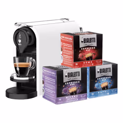 Bialetti Gioia Plus, Cafetière à dosette, 0,5 L, Capsule de café, 1200 W, Noir, Argent, Blanc