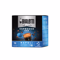 Bialetti Napoli, Capsule de café, Espresso, Café fortement torréfié, Bialetti Diva, 16 tasses, Aluminium, Bleu