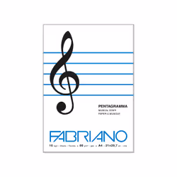 Fabriano Music Book, Motif, Blanc, A4, 16 feuilles, 80 g/m², Universel