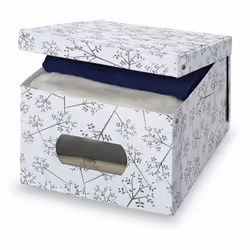Domopak 916060, Boîte de rangement, Gris, Blanc, Rectangulaire, Carton, Chlorure de polyvinyle, Motif, Intérieure