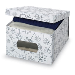 Domopak 916060 Boîte de rangement Rectangulaire Carton, Chlorure de polyvinyle Gris, Blanc