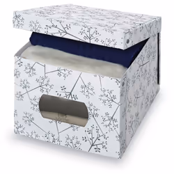 Domopak 916050, Boîte de rangement, Gris, Blanc, Rectangulaire, Carton, Chlorure de polyvinyle, Motif, Intérieure