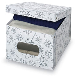 Domopak 916050 Boîte de rangement Rectangulaire Carton, Chlorure de polyvinyle Gris, Blanc