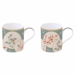 COFFRET 2 MUGS EN PORCELAINE FINE 35 CL DECOR ORIENTAL DREAMS - EASYLIFE