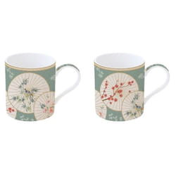 COFFRET 2 MUGS EN PORCELAINE FINE 35 CL DECOR ORIENTAL DREAMS - EASYLIFE