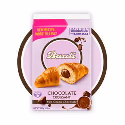 Bauli CROISSANT CHOCOLATE, Chocolat, wheat flour, vegetable oils and fats (palm, sunflower), yeast (gluten), sugar, glucose- ...