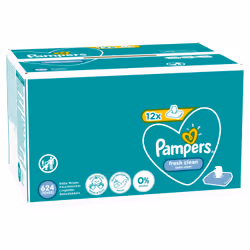 Pampers Fresh Clean 81688057, Lingette humide pour bébé, Testé dermatologiquement, Hypoallergénique, PH neutre