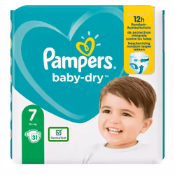 Pampers Baby-Dry 81715566, Garçon/Fille, Couche avec élastiques, 15 kg, Blanc, 12 h, Petrolatum, Stearyl Alcohol, Paraffinum ...