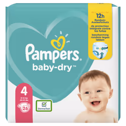 Pampers Baby-Dry 81715568, Garçon/Fille, Couche avec élastiques, 9 kg, 14 kg, Blanc, Velcro