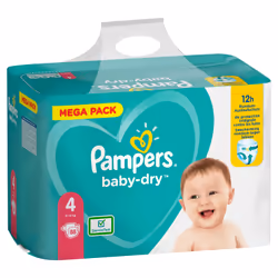Pampers Baby-Dry 81715584, Garçon/Fille, Couche avec élastiques, 9 kg, 14 kg, Blanc, Velcro