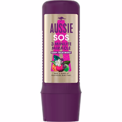 Aussie 3 Minute Miracle Soin intensif SOS 225 ml, Cheveux abimés, Cheveux secs, Cheveux terne, 225 ml, Bouteille, Aqua, Stear ...