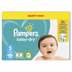 Pampers Baby-Dry 81728663, Garçon/Fille, Couche avec élastiques, 11 kg, 16 kg, Multicolore, 12 h