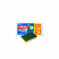 Vileda 139924 éponge Rectangulaire Fibre Vert, Jaune 3 pièce(s)