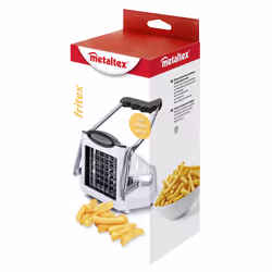 Metaltex Coupe-frites Inox trancheuse Manuel Noir, Argent, Blanc Synthétique ABS, Acier inoxydable