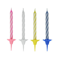 Metaltex Bougies d'Anniversaire - 24 Bougies + 12 Supports