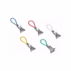 Lot de 5 pinces Caïman pour torchons - Avec pince métallique et boucle colorée - Pour accrocher vos serviettes et torchons.