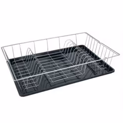 Metaltex COLONIA, Égouttoir, Pieds, Dessus de table, Vaisselle, Verres, Noir, Acier inoxydable, 480 mm