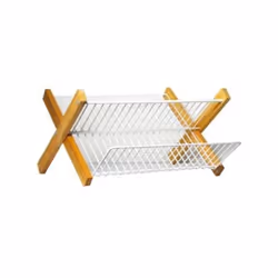 Égouttoir vaisselle pliable Lilly - En fils plastifiés avec cadre en bois de pin 1er choix - Dimensions : 42x37 cm - Coloris  ...