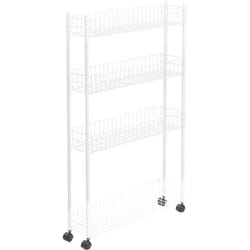 Chariot de salle de bains/cuisine - Metaltex - Extra Slim - Acier blanc - 4 niveaux - 16 cm de large