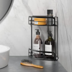 Metaltex Étagère de Douche d'Angle 2 Niveaux Noir