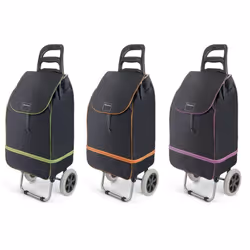 Chariot de courses Metaltex Lily Capacité : 45 à 53 litres Couleur : noir/orange, noir/vert, noir/violet Garantie 2 ans Dispo ...