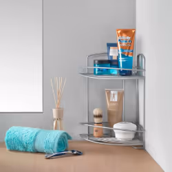 Metaltex Onda 2-Tier Corner Bathroom Shelf