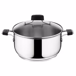 Lagostina 012895031826, Rond, Acier inoxydable, Aluminium, Acier inoxydable, Noir, Silicone, Poignée antidérapante, Poignée s ...