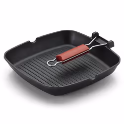 Lagostina Linea Rossa, Carré, Poêle grill, Noir, Titane, Vitrocéramique, Gaz, Induction, Plaque étanche, 280 mm