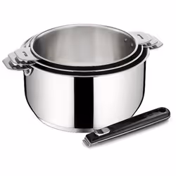 Casseroles - Lagostina - Set 3 pièces - Acier inoxydable - Poignée amovible - Compatible induction