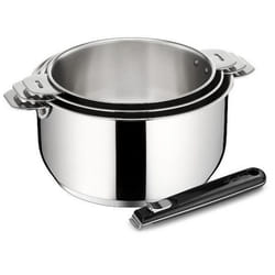 Casseroles - Lagostina - Set 3 pièces - Acier inoxydable - Poignée amovible - Compatible induction