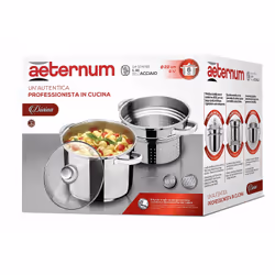 Aeternum Y0VEPSN220 Casserole à pâtes 6 L 22 cm Acier inoxydable, Verre trempé